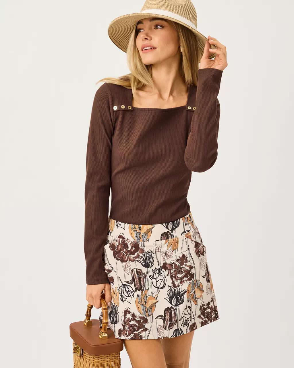 Lilly Pulitzer - Beaty Long Sleeve Square Neck Knit Top - Coco Beach