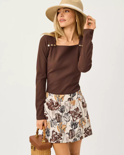 Lilly Pulitzer - Beaty Long Sleeve Square Neck Knit Top - Coco Beach