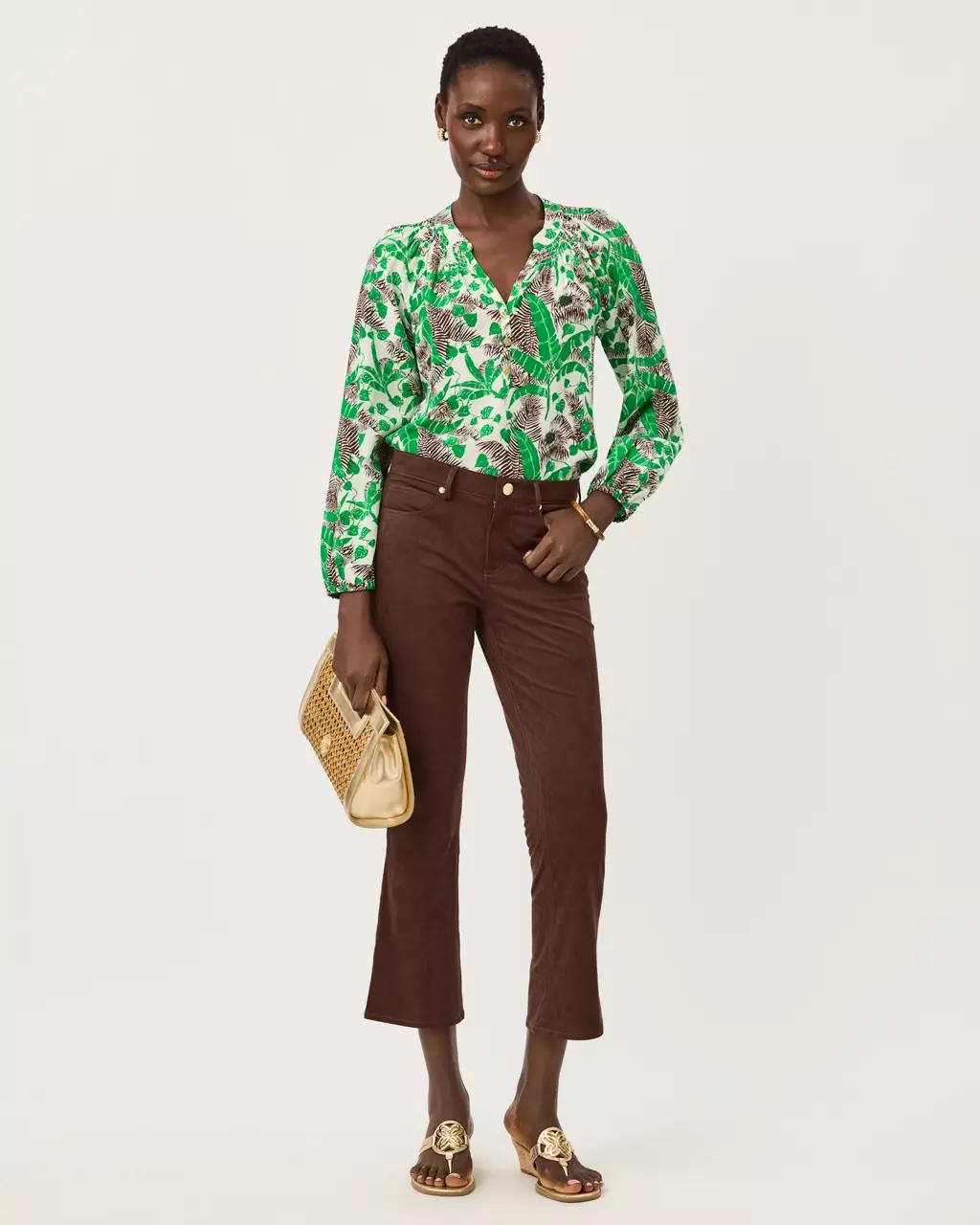 Lilly Pulitzer - 28" Annet Crop Flare Knit Microsuede Pant - Coco Beach
