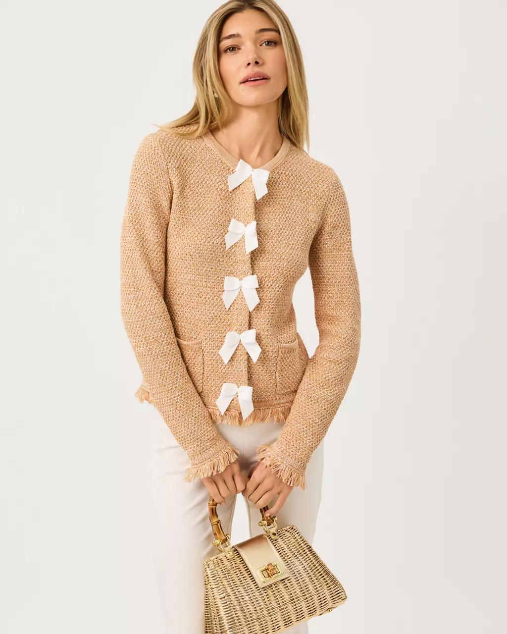 Lilly Pulitzer - Kelso Bow Cardigan - Iced Latte Marl