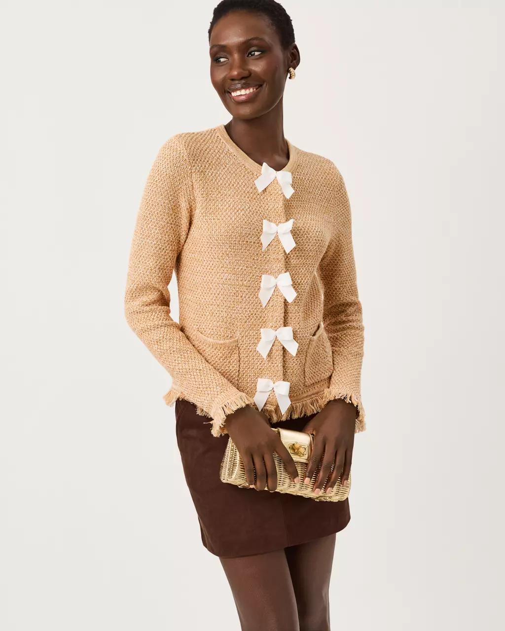 Lilly Pulitzer - Kelso Bow Cardigan - Iced Latte Marl