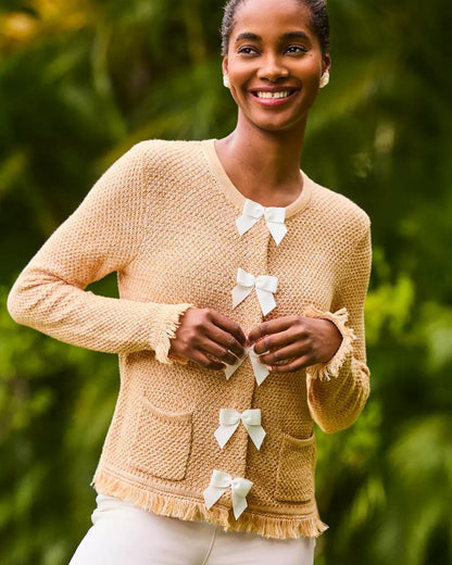 Lilly Pulitzer - Kelso Bow Cardigan - Iced Latte Marl
