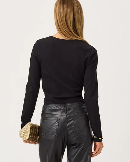 Lilly Pulitzer - Beaty Long Sleeve Square Neck Knit Top - Noir