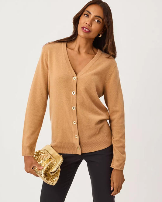 Lilly Pulitzer - Tippery Longer Length Cashmere Cardigan - Heathered Iced Latte