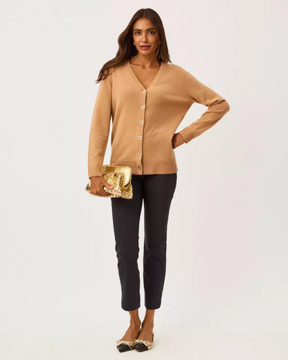 Lilly Pulitzer - Tippery Longer Length Cashmere Cardigan - Heathered Iced Latte