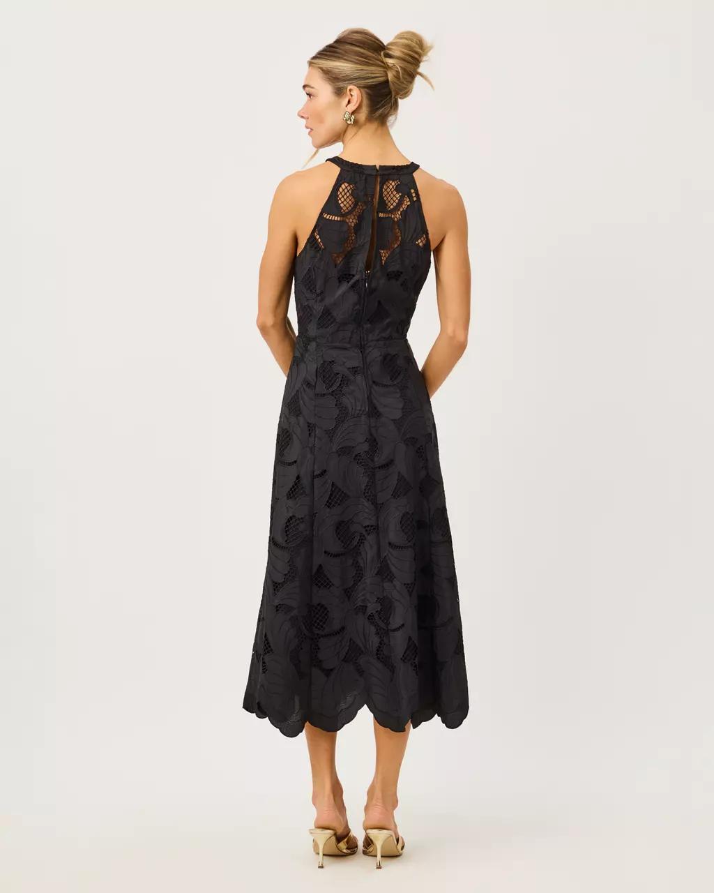 Lilly Pulitzer - Denise Lace Halter Midi Dress - Noir