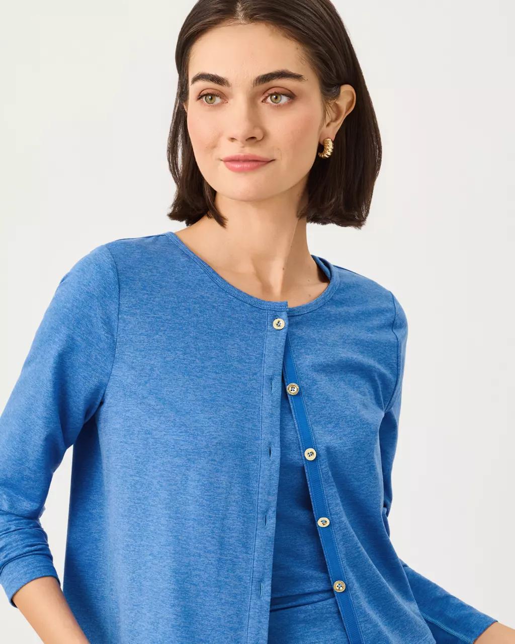 Lilly Pulitzer - UPF 50+ Kai Cardigan - Heathered Merriweather Blue