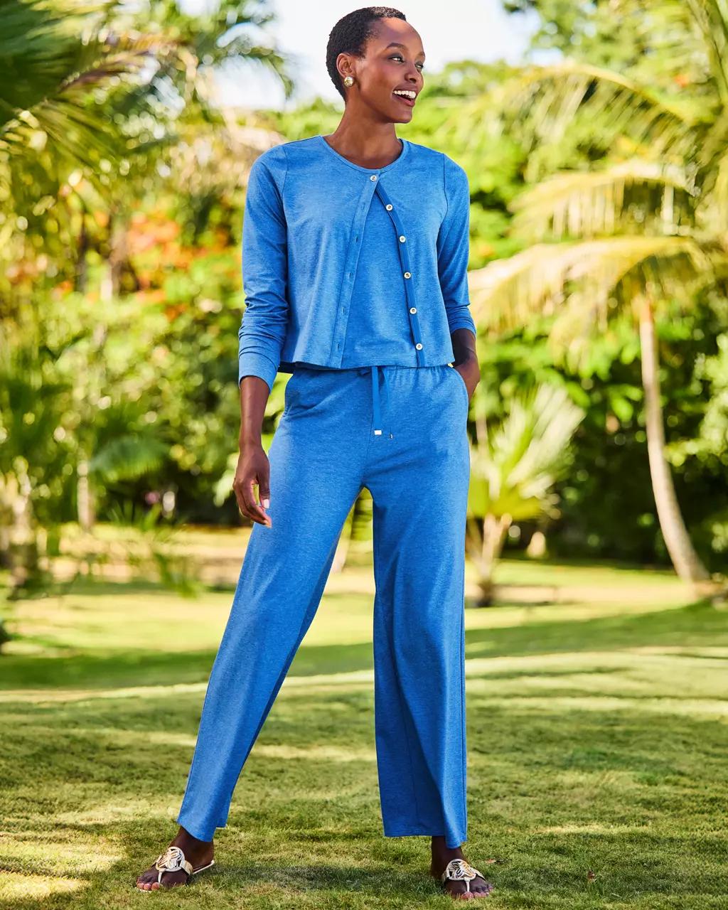 Lilly Pulitzer - UPF 50+ Callie 30" Wide Leg Pant - Heathered Merriweather Blue