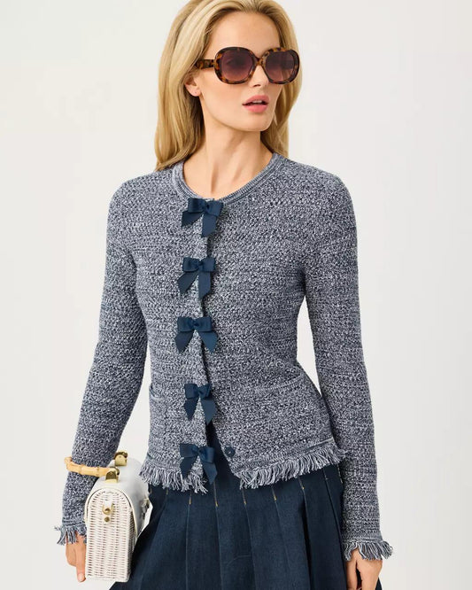 Lilly Pulitzer - Kelso Bow Cardigan - Low Tide Navy Marl
