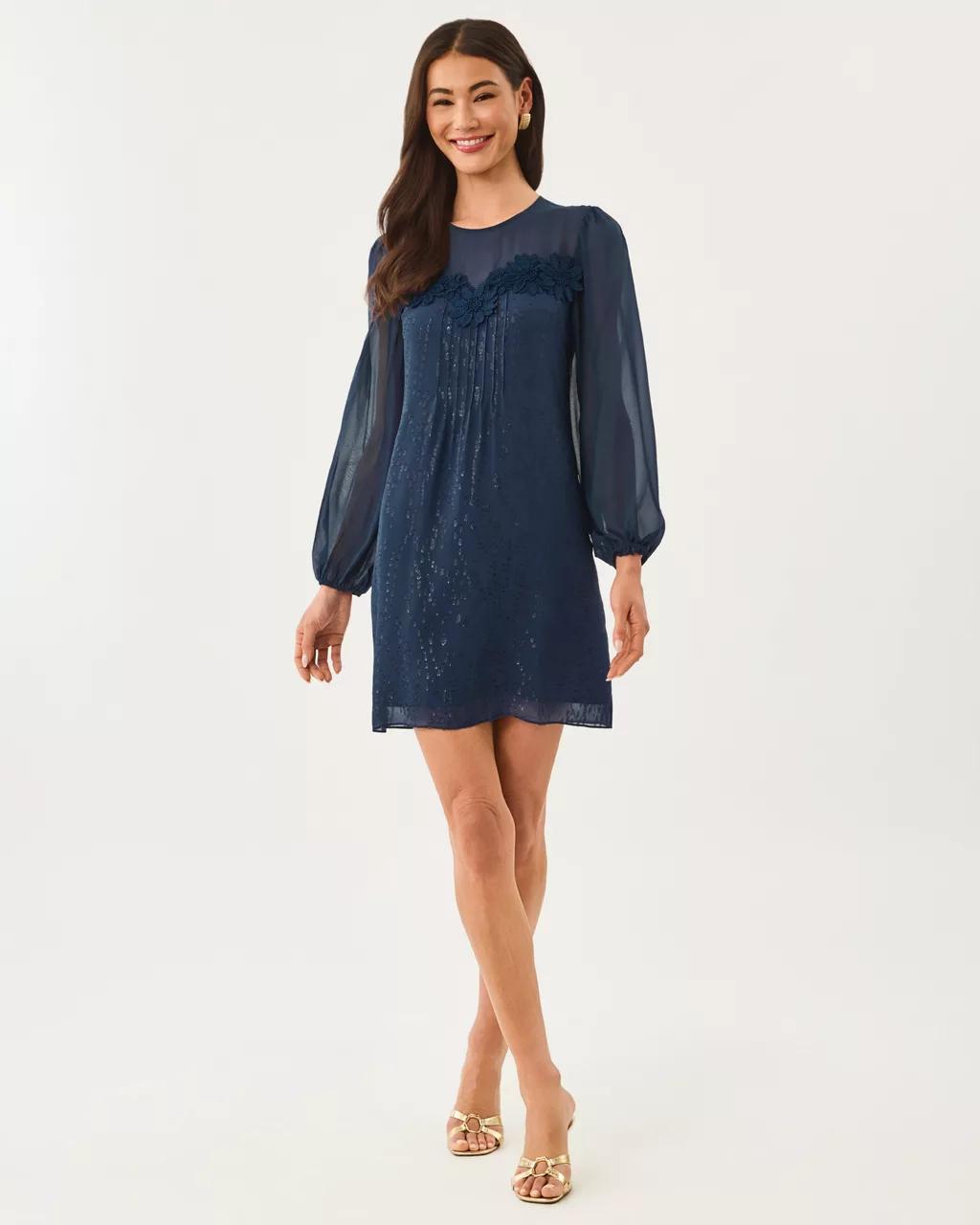 Lilly Pulitzer - Gail Silk Dress - Low Tide Navy