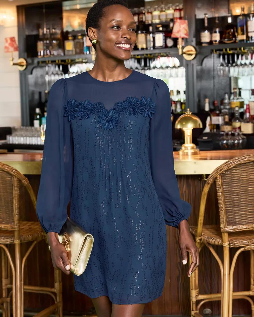 Lilly Pulitzer - Gail Silk Dress - Low Tide Navy