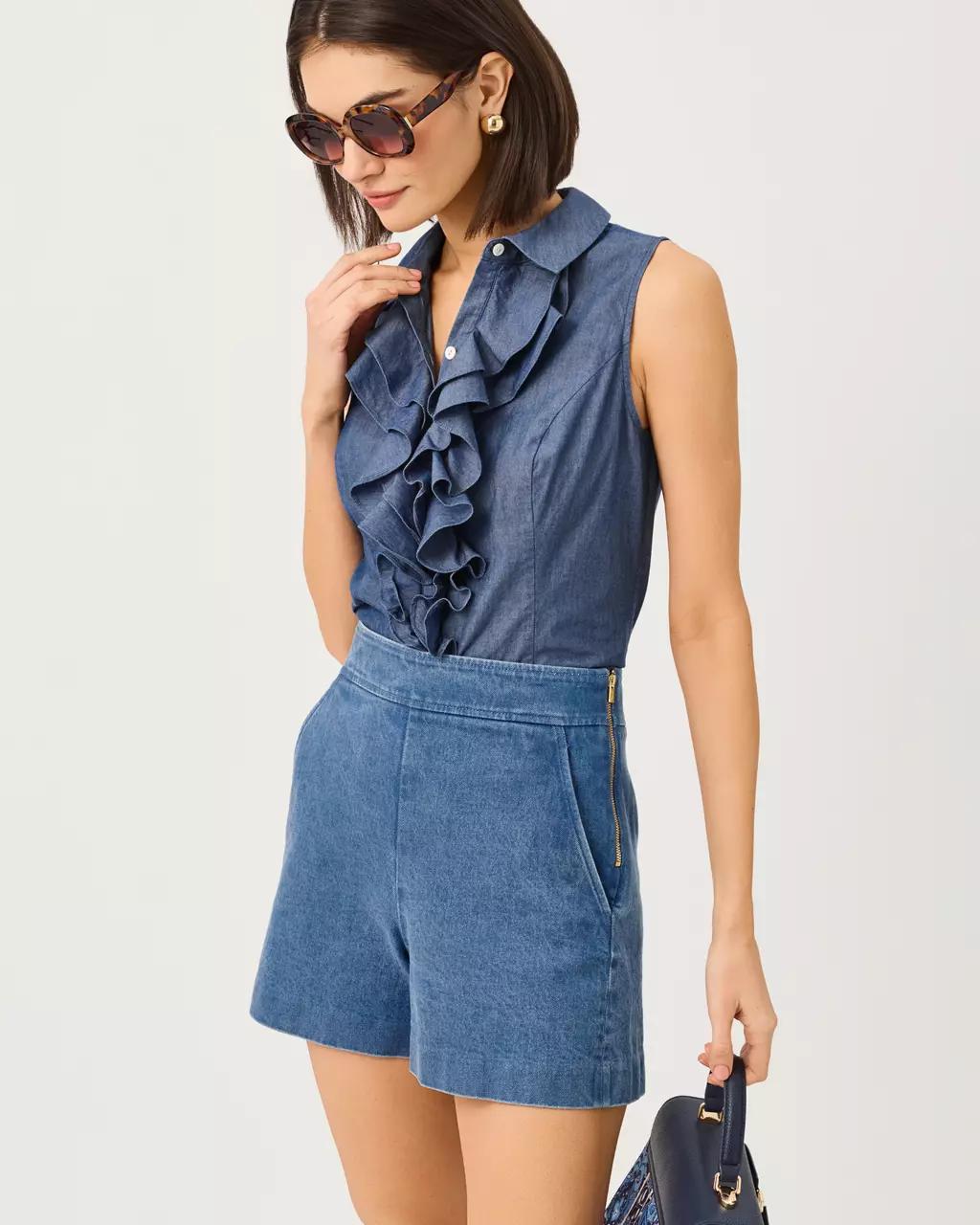 Lilly Pulitzer - Fenly Sleeveless Top - Indigo Chambray