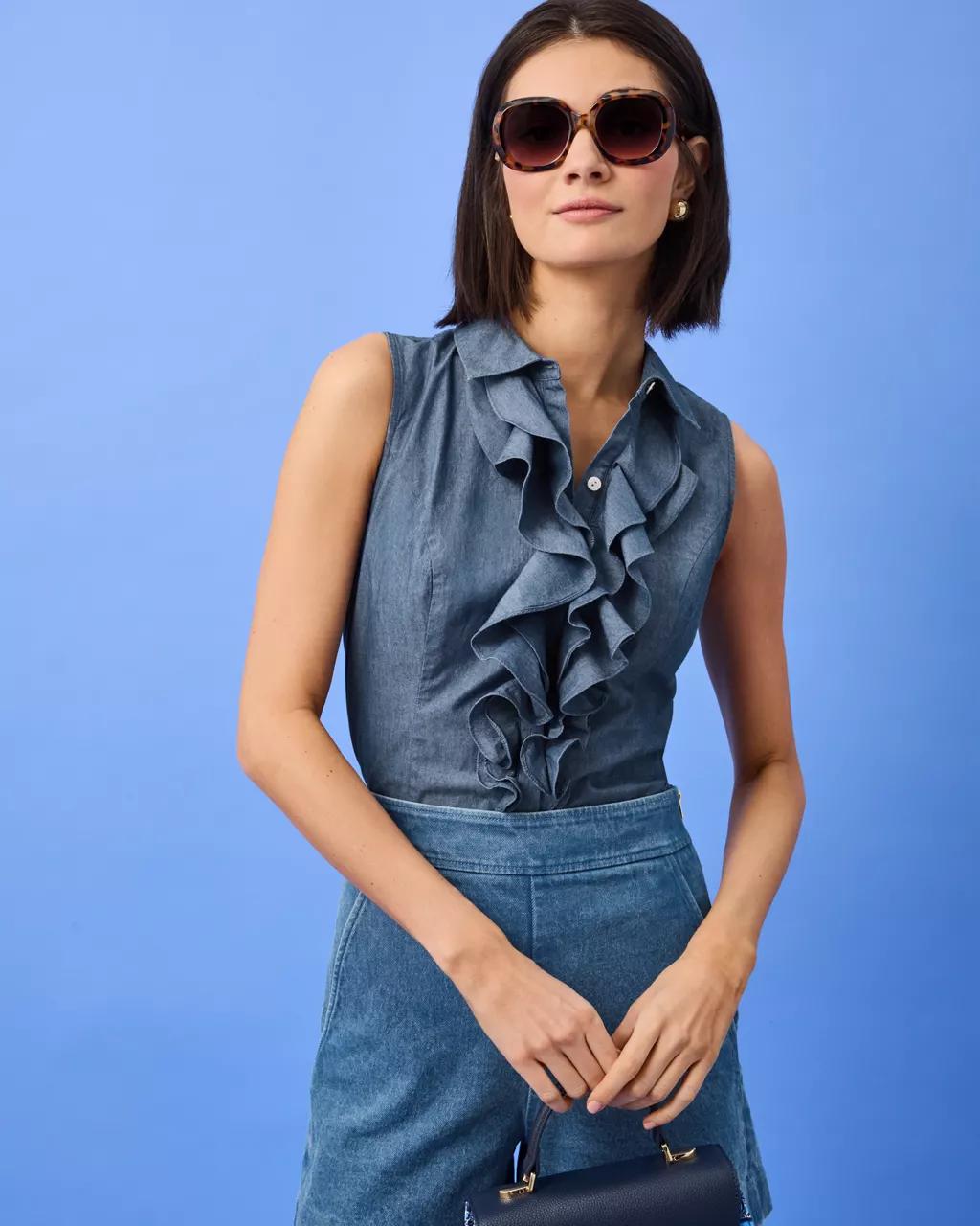 Lilly Pulitzer - Fenly Sleeveless Top - Indigo Chambray