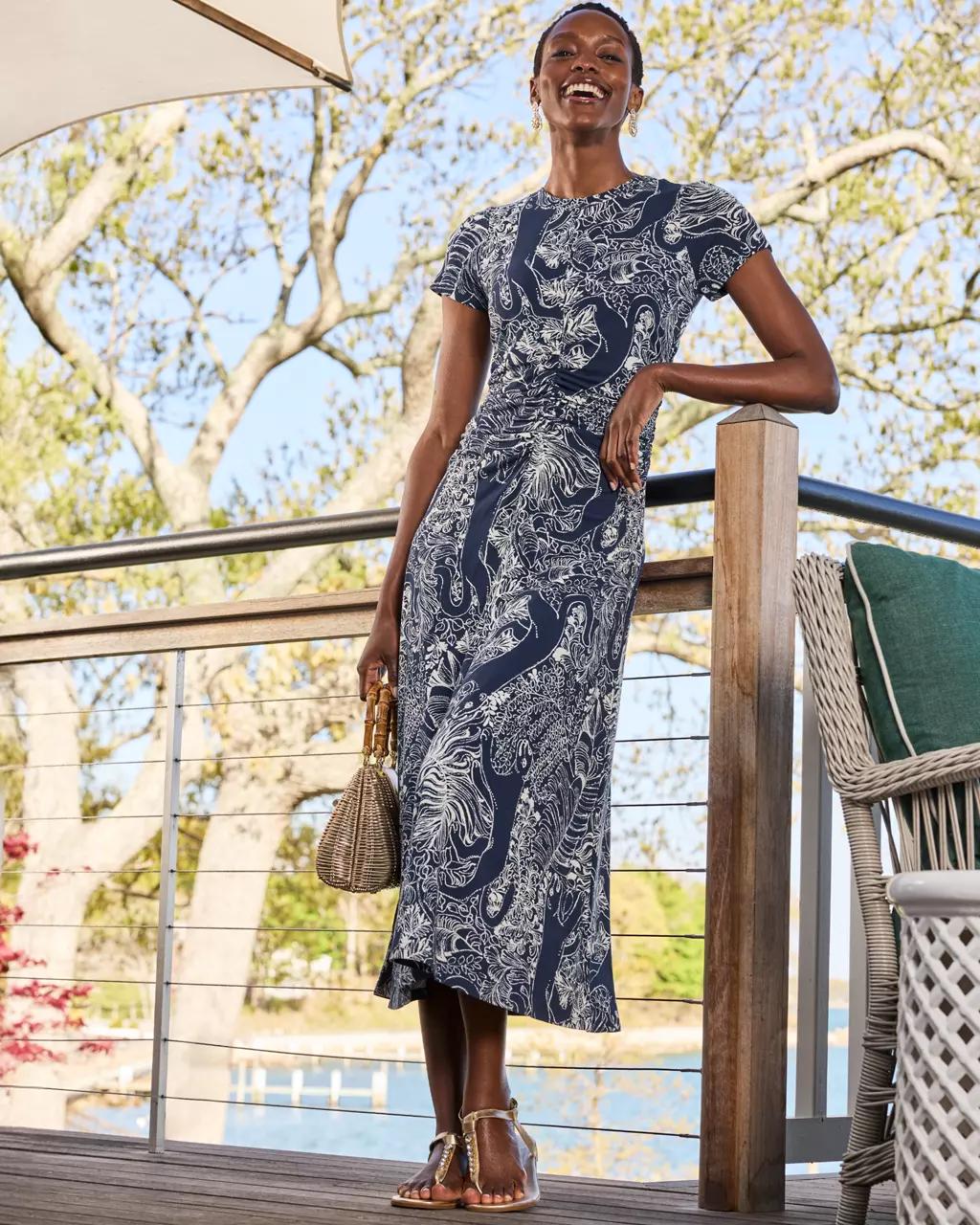 Lilly Pulitzer - UPF 50+ Alma Midi Dress - Low Tide Navy