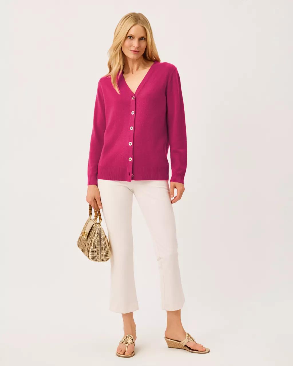 Lilly Pulitzer - Tippery Longer Length Cashmere Cardigan - Berry Bouquet