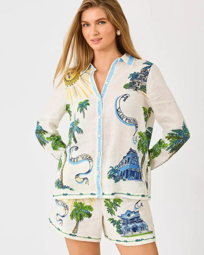 Lilly Pulitzer - Susana Linen Button Down Shirt - Coconut