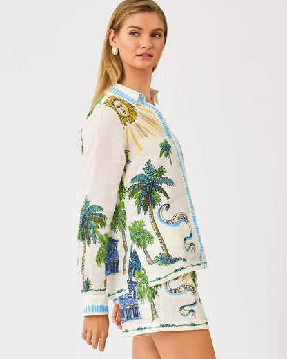 Lilly Pulitzer - Susana Linen Button Down Shirt - Coconut