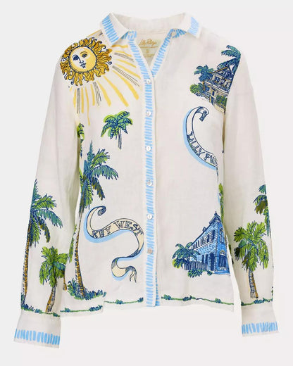 Lilly Pulitzer - Susana Linen Button Down Shirt - Coconut