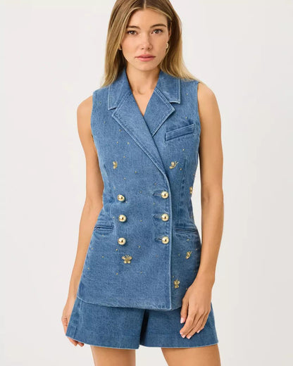 Lilly Pulitzer - Eudora Denim Vest - Sympeony Wash