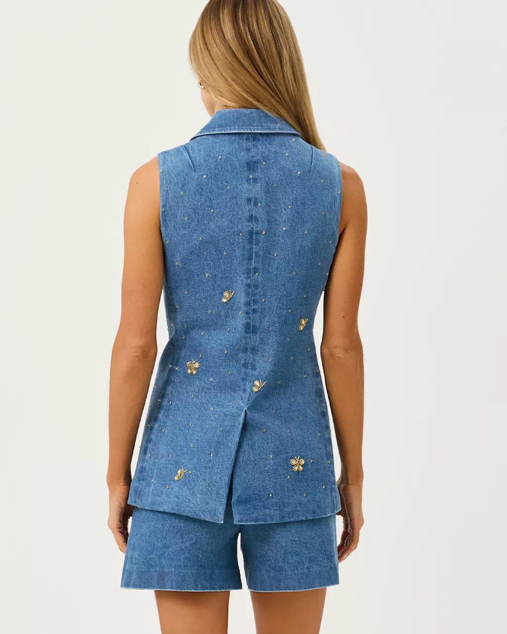 Lilly Pulitzer - Eudora Denim Vest - Sympeony Wash