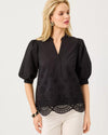 Noir Scalloped Eyelet Border Poplin