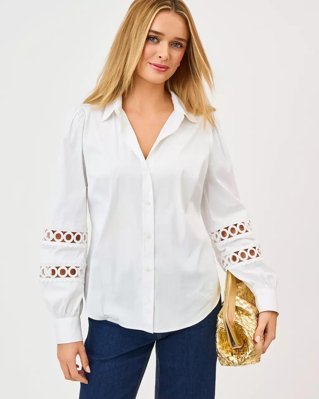 Lilly Pulitzer - The Lace Inset Lilly Shirt - Resort White