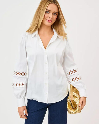 Lilly Pulitzer - The Lace Inset Lilly Shirt - Resort White