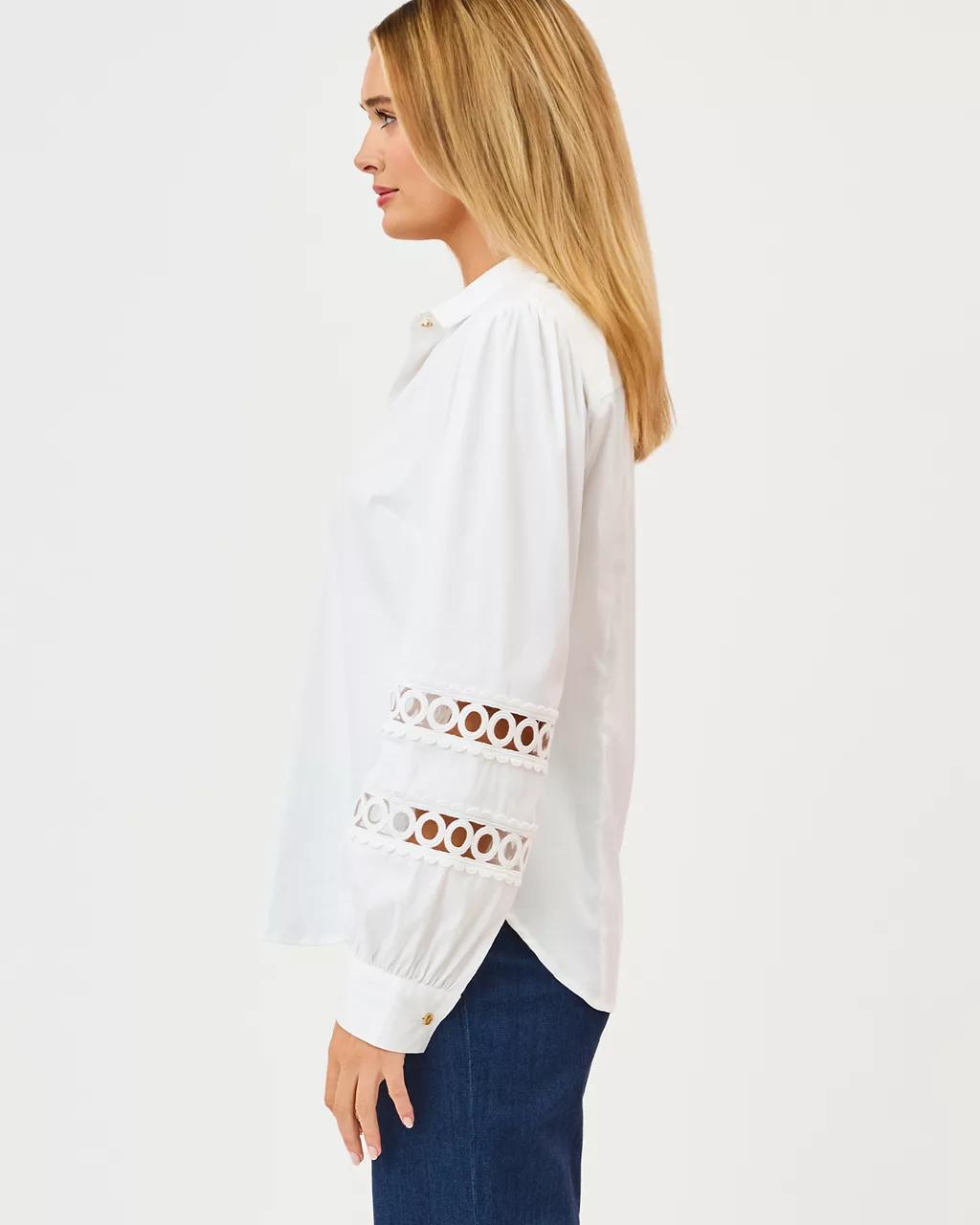 Lilly Pulitzer - The Lace Inset Lilly Shirt - Resort White