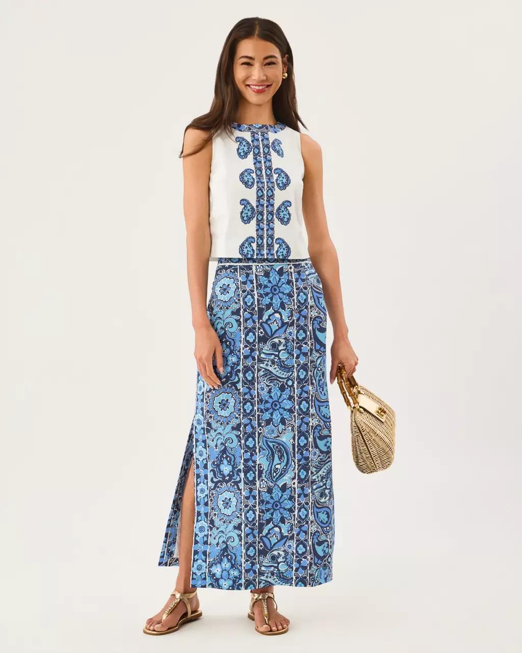 Lilly Pulitzer - Sanders High Rise Maxi Skirt - Low Tide Navy