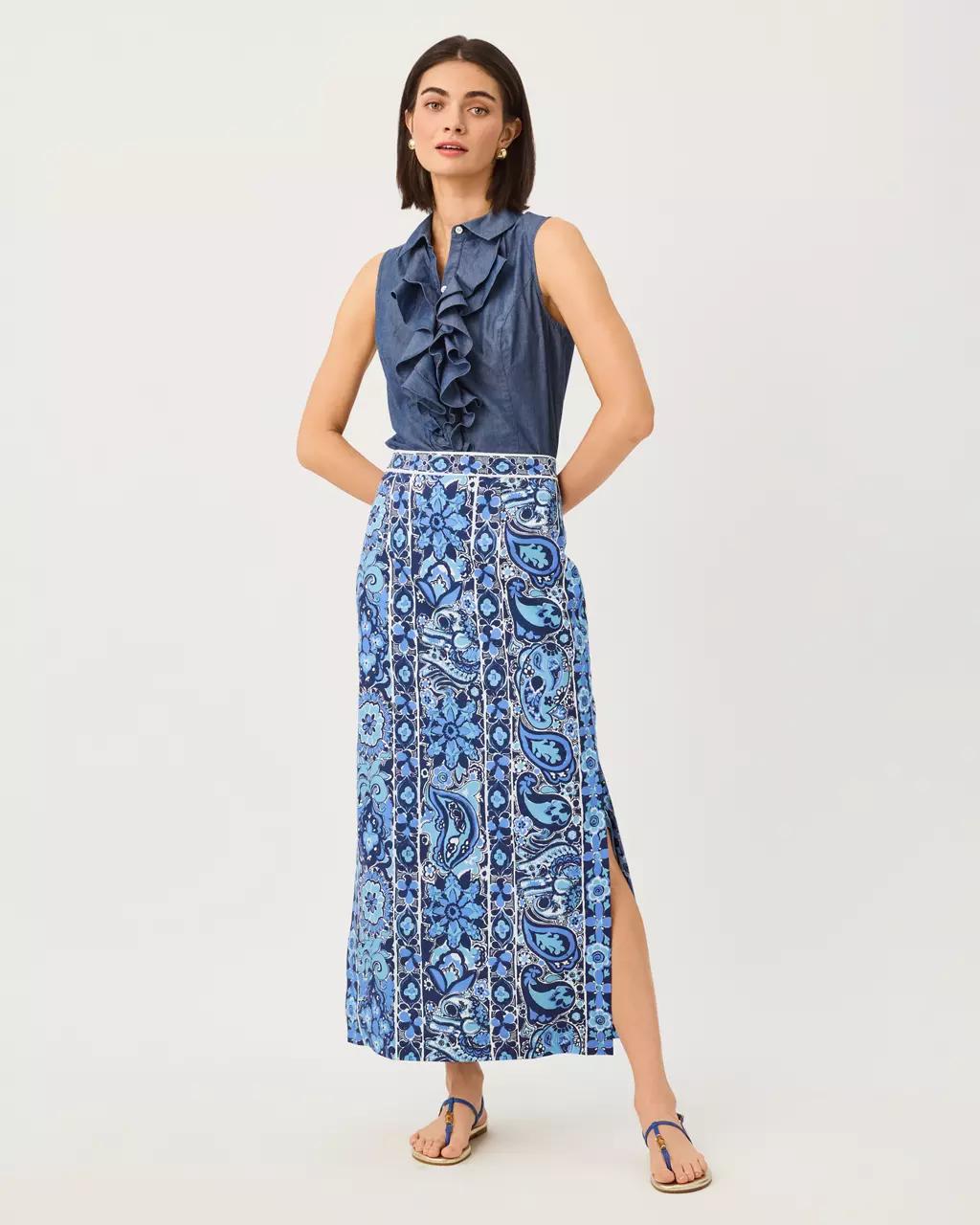 Lilly Pulitzer - Sanders High Rise Maxi Skirt - Low Tide Navy