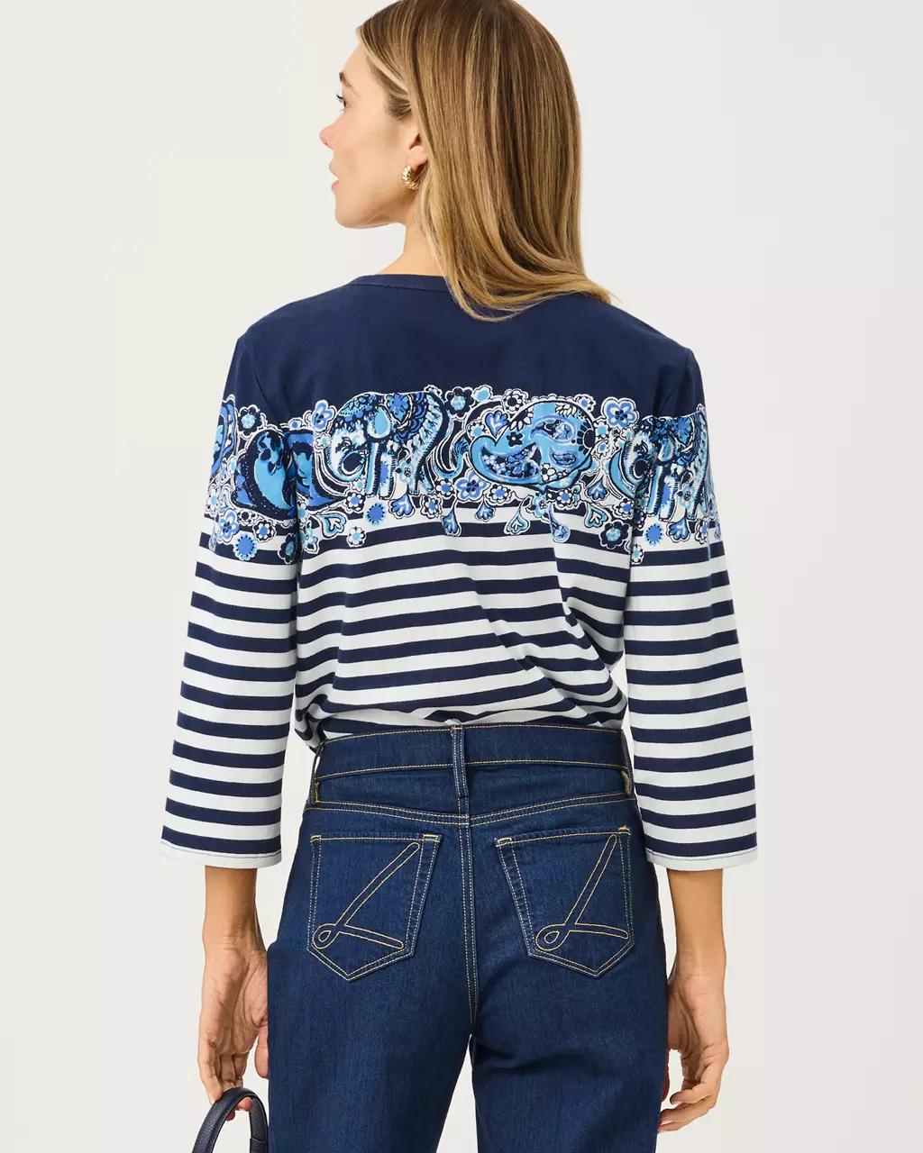 Lilly Pulitzer - Clairmont 3/4 Sleeved Knit Top - Low Tide Navy