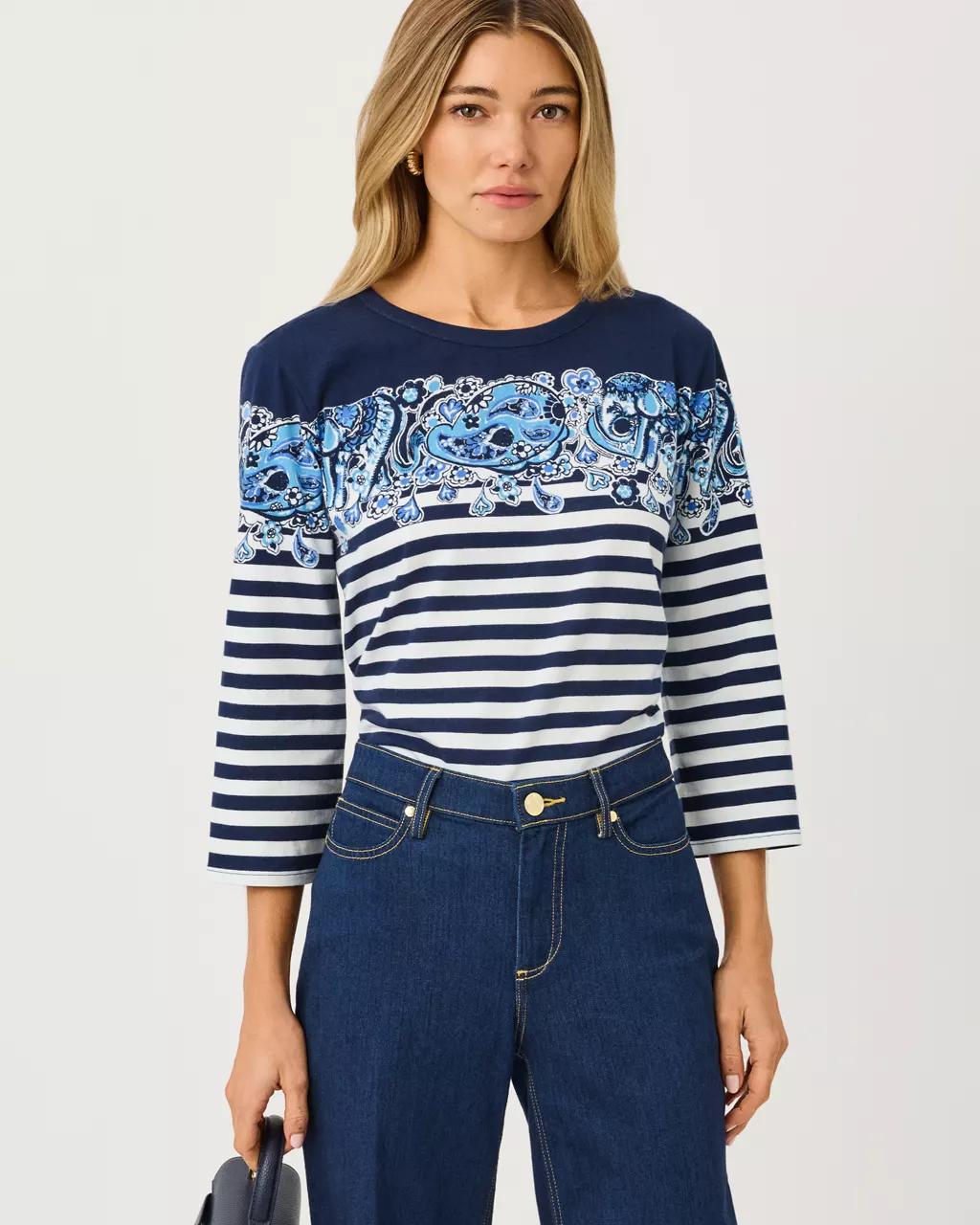 Lilly Pulitzer - Clairmont 3/4 Sleeved Knit Top - Low Tide Navy