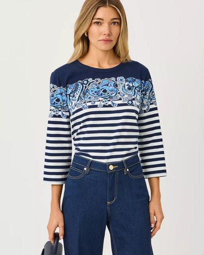 Lilly Pulitzer - Clairmont 3/4 Sleeved Knit Top - Low Tide Navy