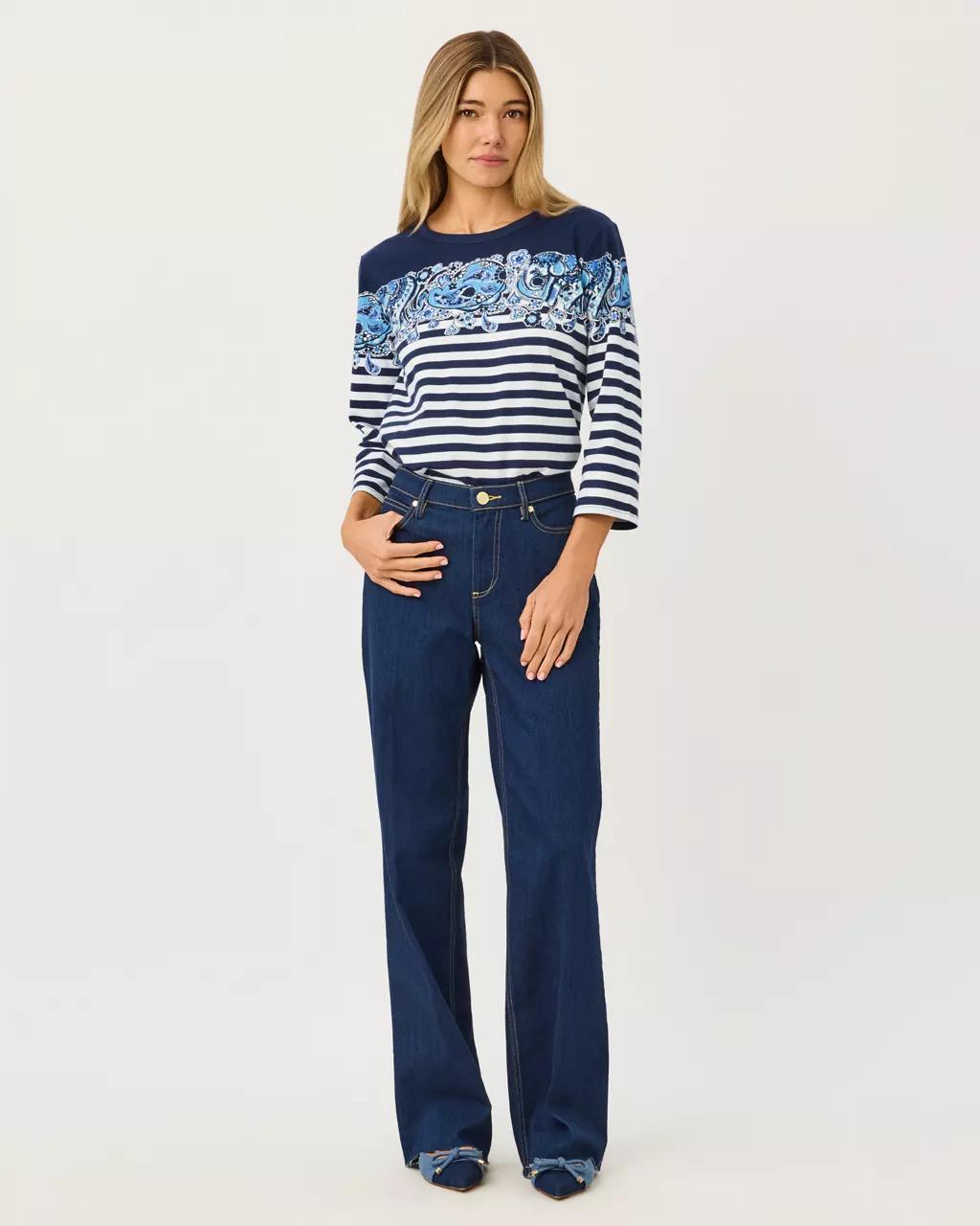 Lilly Pulitzer - Clairmont 3/4 Sleeved Knit Top - Low Tide Navy