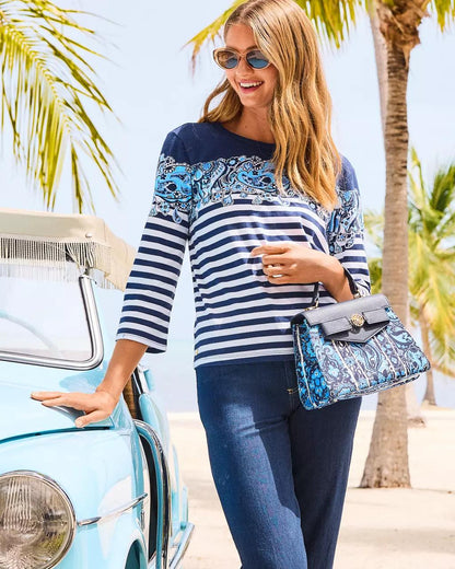 Lilly Pulitzer - Clairmont 3/4 Sleeved Knit Top - Low Tide Navy
