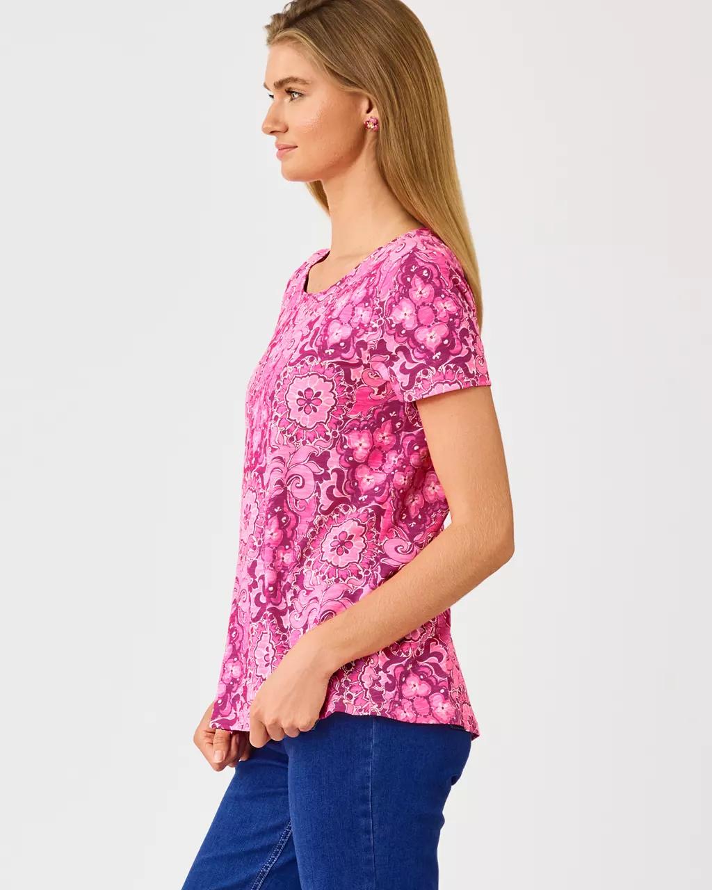 Lilly Pulitzer - Etta Scoop Neck Top - Pink Aster