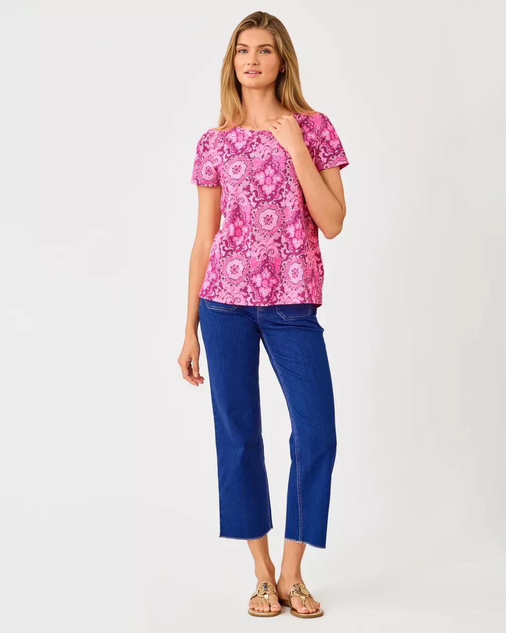 Lilly Pulitzer - Etta Scoop Neck Top - Pink Aster