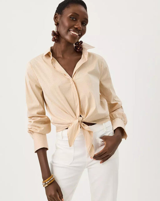 Lilly Pulitzer - The Tie Lilly Shirt - Iced Latte