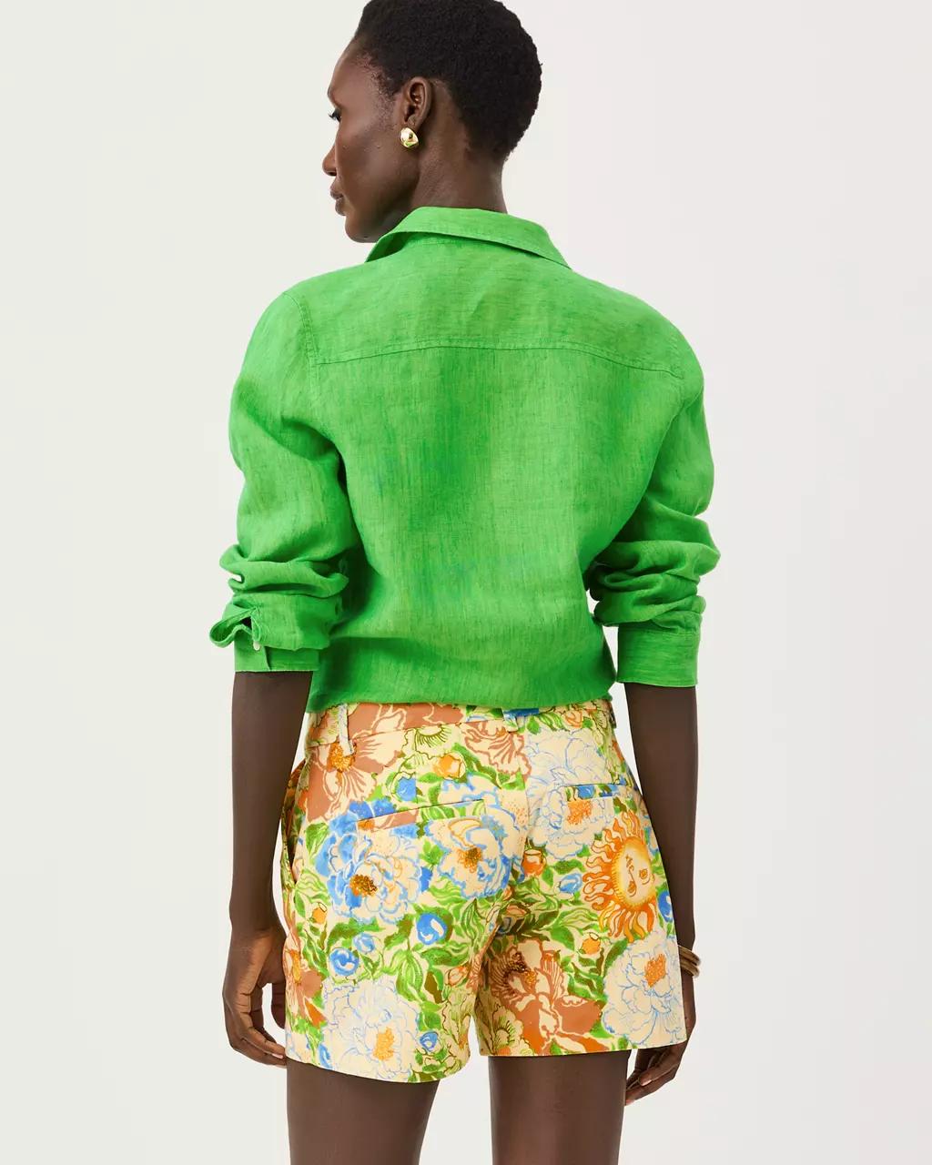 Lilly Pulitzer - Sea View Linen Button Down Shirt - Ivy Green X Chateau Green