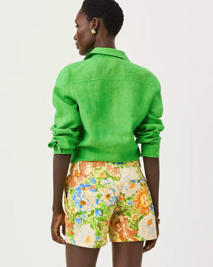 Lilly Pulitzer - Sea View Linen Button Down Shirt - Ivy Green X Chateau Green