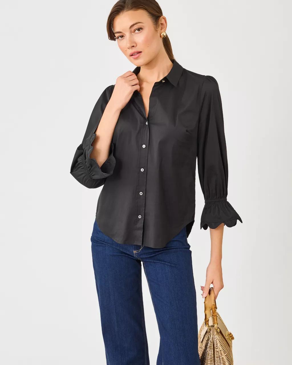 Lilly Pulitzer - The RicRac 3/4 Sleeve Lilly Shirt - Noir