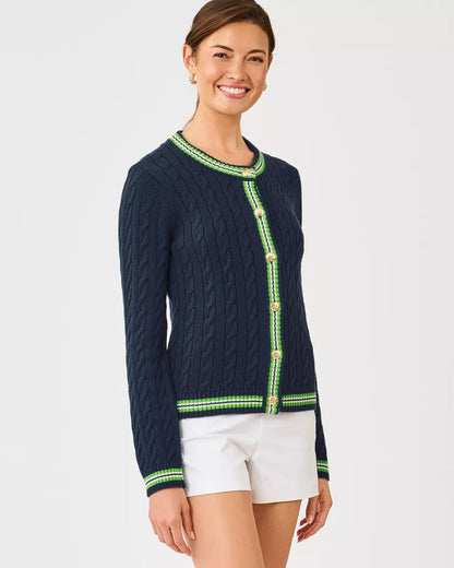 Lilly Pulitzer - Brockton Crew Neck Cardigan - Low Tide Navy