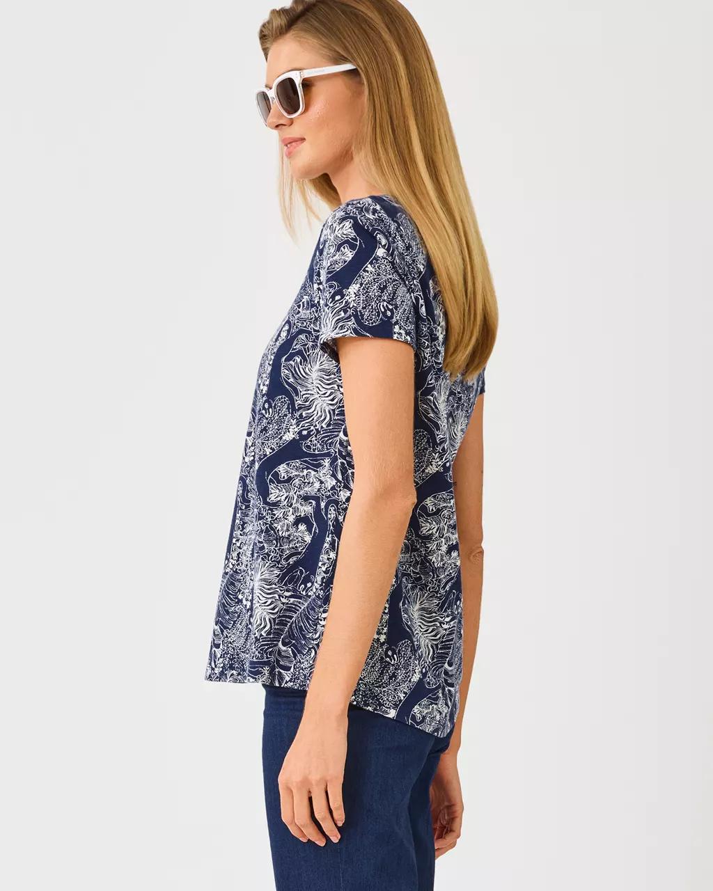 Lilly Pulitzer - Etta Scoop Neck Top - Low Tide Navy