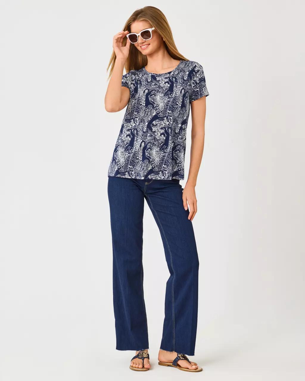 Lilly Pulitzer - Etta Scoop Neck Top - Low Tide Navy
