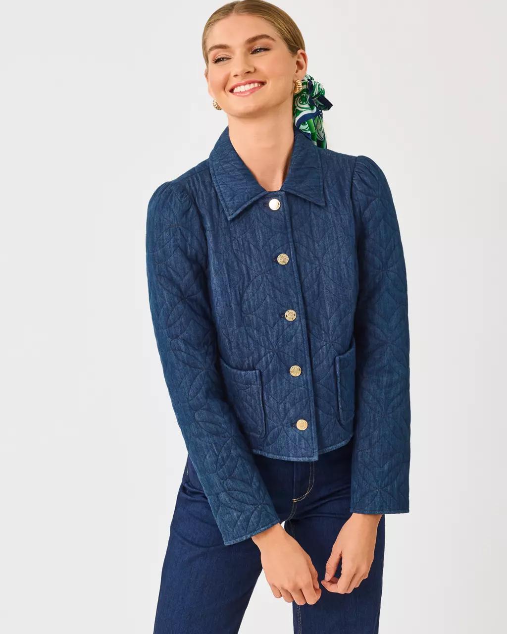 Lilly Pulitzer - Peyser Quilted Denim Jacket - Dark Wash