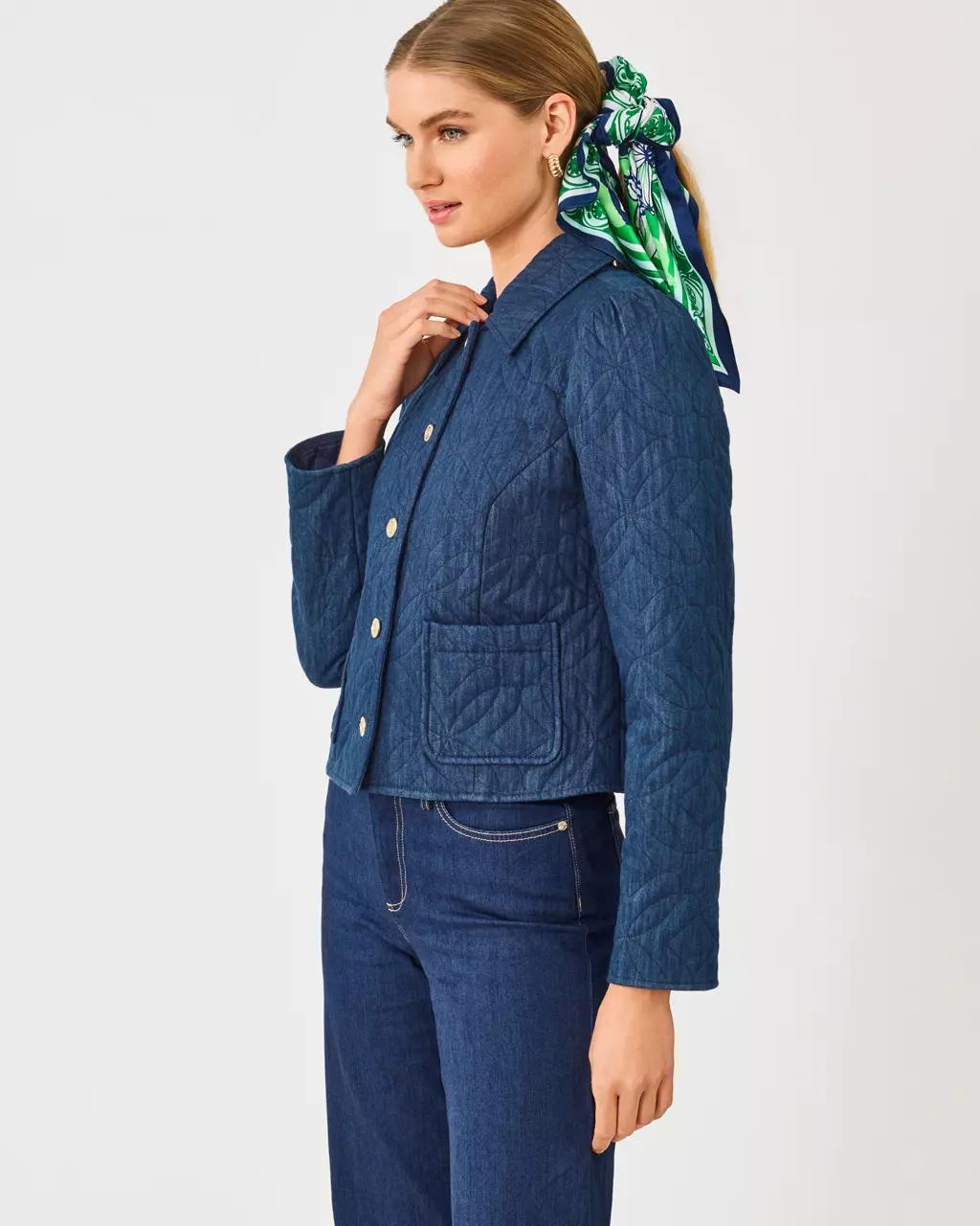 Lilly Pulitzer - Peyser Quilted Denim Jacket - Dark Wash