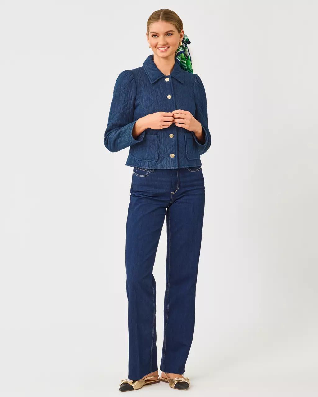 Lilly Pulitzer - Peyser Quilted Denim Jacket - Dark Wash