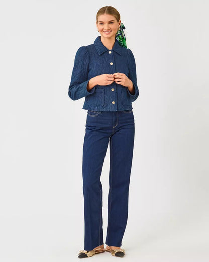 Lilly Pulitzer - Peyser Quilted Denim Jacket - Dark Wash