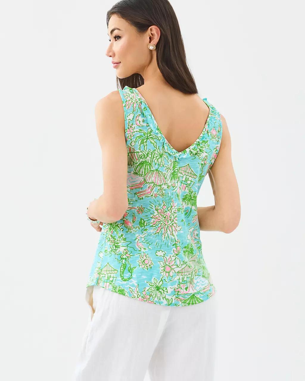 Lilly Pulitzer - Gigi Ruffle Tank Top - Fresh Water Blue