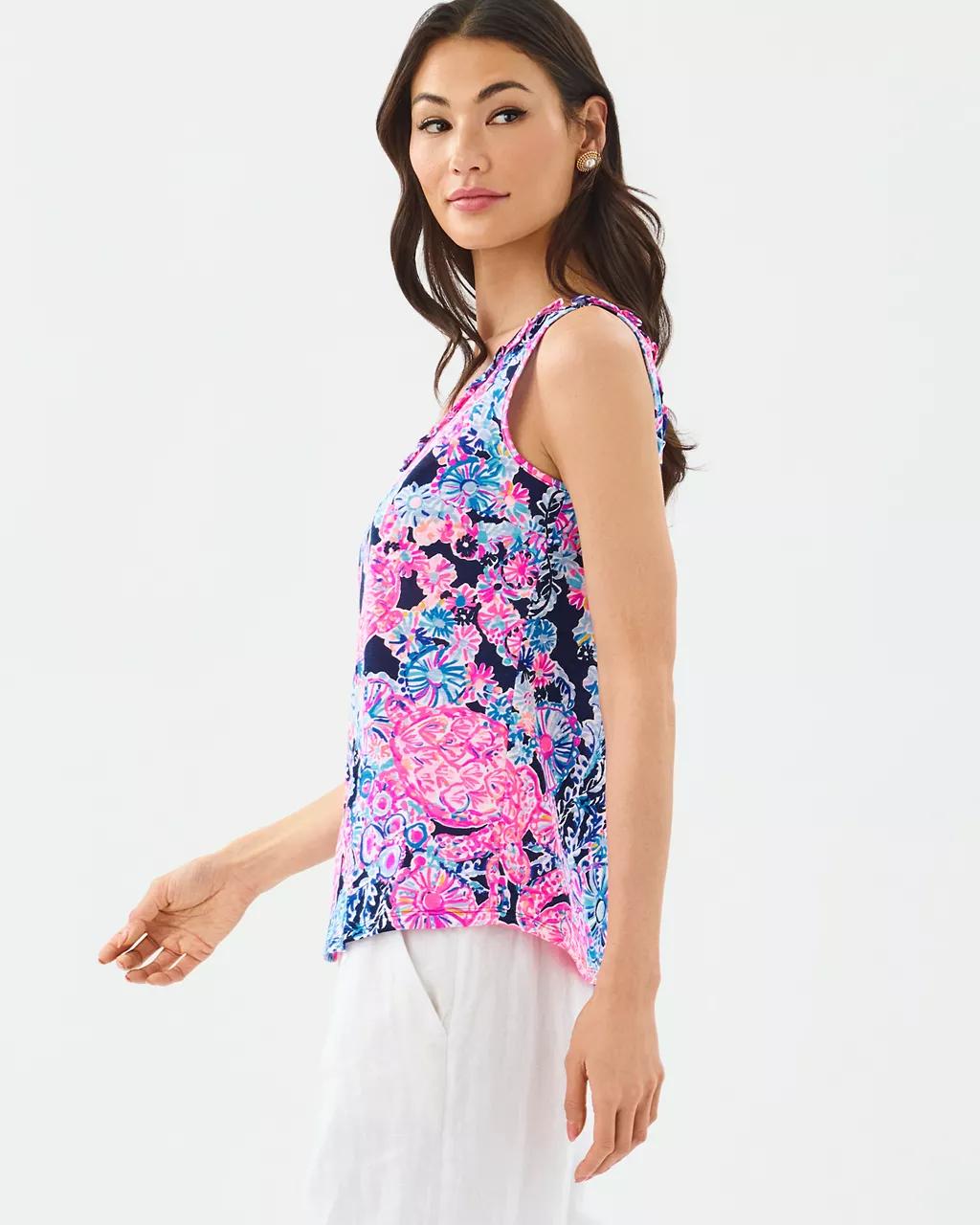 Lilly Pulitzer - Gigi Ruffle Tank Top - High Tide Navy